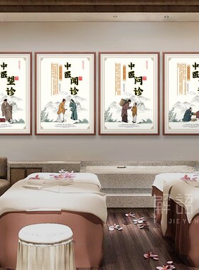 中医养生馆挂画望闻问切理疗调理壁画中医文化推拿医院牌匾装饰画