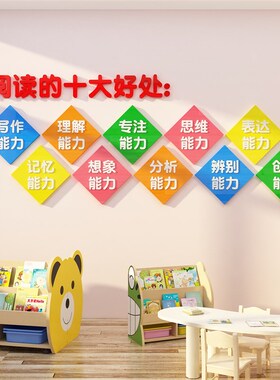阅读角图书馆布置文化墙面装饰自习览室绘本班级教室儿童区环创贴