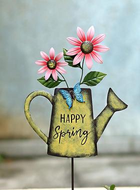 花园装饰户外铁艺造水壶院阳台插件插牌t5668021布置景别墅林园庭