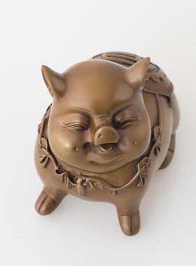 铜韵堂 铜生肖猪可爱摆件 桌面卧室办公室酒柜饰品办公室客厅礼品