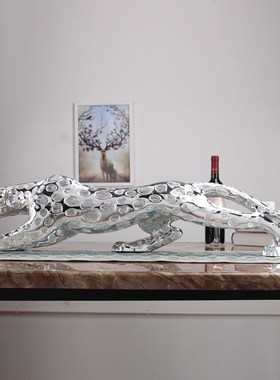 招财金钱豹豹子客厅摆件家居电视柜软装酒店会所大堂奢华工艺品