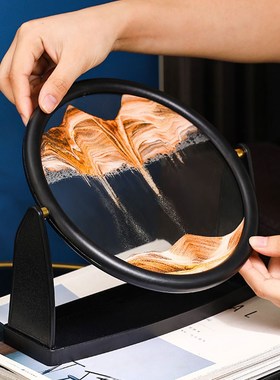 流沙画创意生日礼品3d立体沙漏画装饰品带支架客厅玻璃工艺品摆件