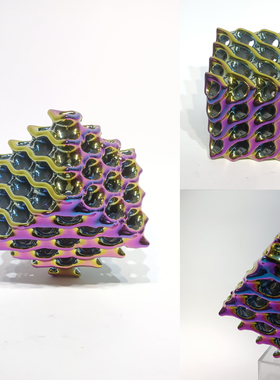 现代简约样板房家居软装饰品桌面摆设3D打印陶瓷立体几何镂空摆件