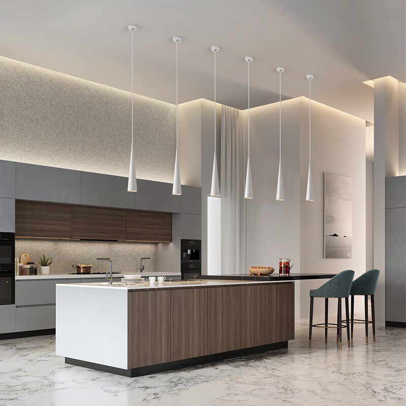 Hotel bar small chandelier led long tube cylindrical chandelier tapered modern 12w bedside bedroom chandelier