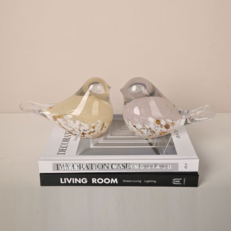 Modern colorful bird ornaments glazed crystal glass home living room animal trinkets desk ornaments