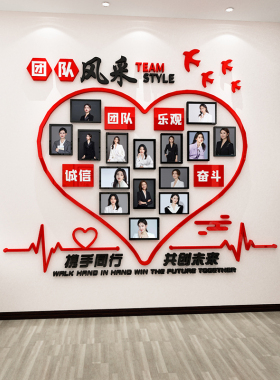 企业文化办公室墙面装饰激励志公司员工团队风采荣誉展示照片墙贴
