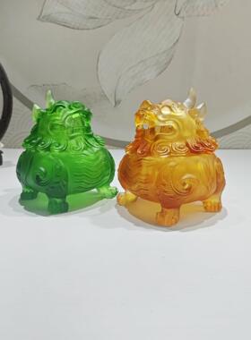 古法琉璃狻猊香炉禅道工艺品摆件居家装饰个人桌面香炉香薰炉