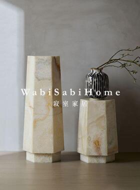 INS轻奢天然大理石奢石玉石头宝塔形装饰雕塑底座展示台立柱墩子