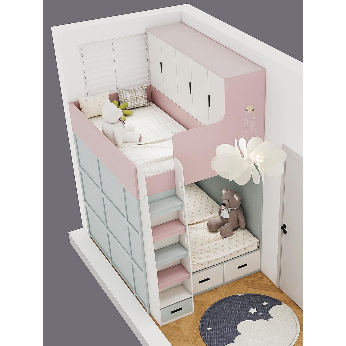 Hong Kong Smart Cow children's room whole house furniture customized tatami upper and lower platform bed wardrobe integrated bedroom combination