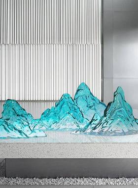 明新款透树脂大雕塑现代酒假山装饰摆件店会所房地产堂艺020术品