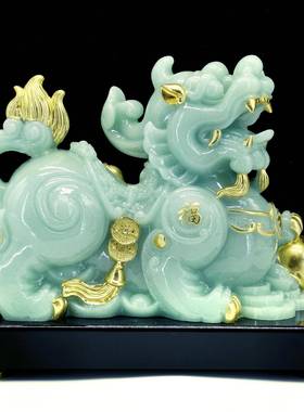 玉貔貅石摆件一对飞天皮丘办公桌收招财镇宅银台招财摆设公业司店