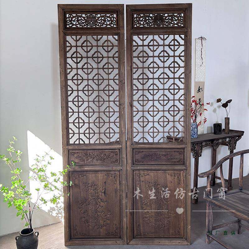 东木雕中式仿隔古门窗做花格格栅海棠旧对开门屏风断637背景阳墙,淘宝优惠券,粉丝福利购,淘宝优惠卷