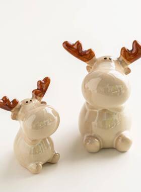 欧风陶瓷圣诞麋北鹿F99587MH摆件陶瓷意桌装饰客厅玄关书面房家居