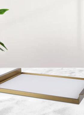 酒店玄关摆件托板盘新中熟悉时光式编奢织客厅置物盘长轻方形样间