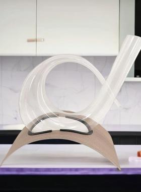 醒轻奢风创意竖琴红酒酒02132器带架快速酒透支明玻璃不锈醒钢支