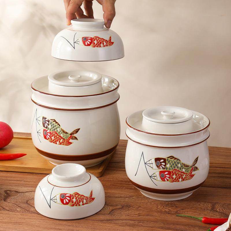 釉下手彩绘陶瓷泡菜坛子家用四川咸缸菜菜腌菜罐密封储泡菜坛物酸,淘宝优惠券,粉丝福利购,淘宝优惠卷