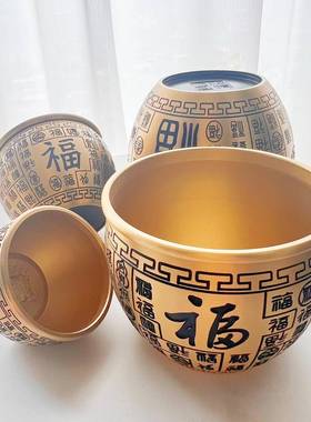 黄铜百福缸聚盆茶040缸财米缸办公室书房客存厅乔迁招宝祝寿钱罐