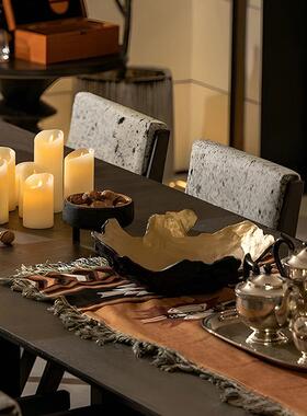 创意新中式托盘样板间摆件金果盘玄色关软匙ES-A6350收钥纳盘简约