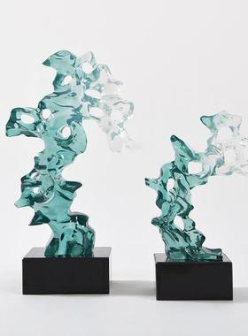 艺贝新中摆式子透明石头珊YB-ML907瑚太湖石件样板间饰博古架茶几