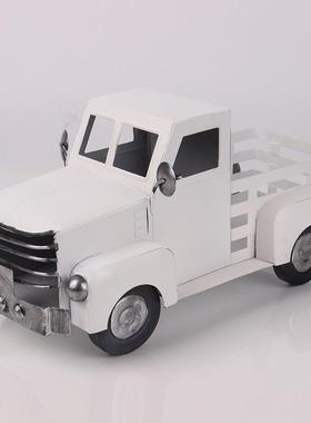 复古车汽车模型摆件铁车皮老爷品车样板房铁艺圣卡车诞装饰圣诞氛