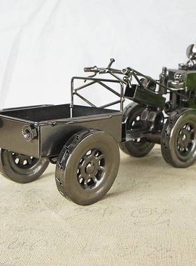 铁艺手扶拖机模型复古拉风格手扶拖拉摆件办公室意创家居装饰品摄