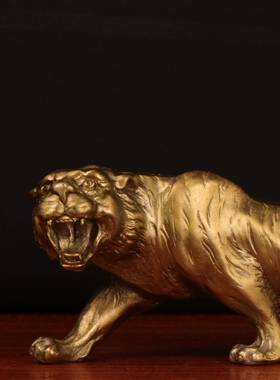 铜杨铜记老虎铜老虎十二生肖虎家办虎公居室老摆件0117跑虎