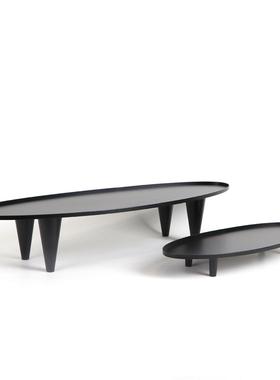 新中式四苔脚属椭圆船型金盆搭配MC-TY-64藓装茶具软饰品玄关桌面