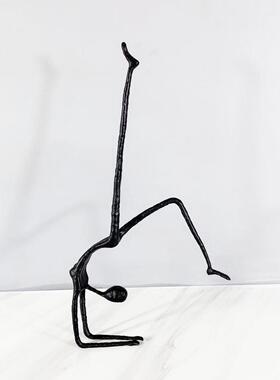 创客意2376象黑色跳女舞人物雕塑铸铁抽摆件摆设别墅厅家居装饰品