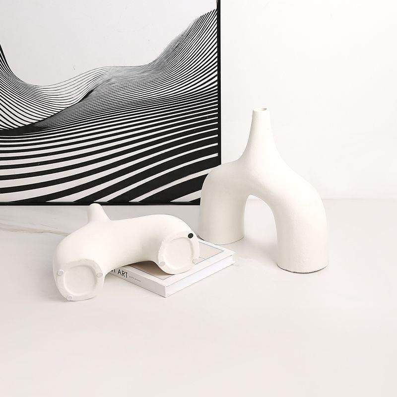 欧奶风素尖口陶瓷花瓶北样板房客厅餐桌干花器家色居软装饰XAO油,淘宝优惠券,粉丝福利购,淘宝优惠卷