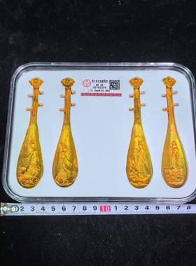 古玩杂项收复古铜摆件VHT琵琶器铜摆件四大美女器琵琶藏模型