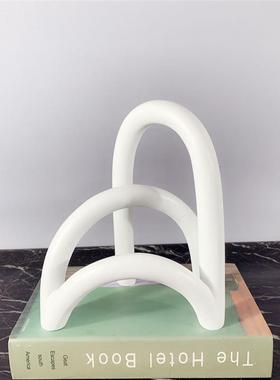 简现代家居透白色树脂约视拱形3375屏风摆件客厅关电柜书玄房饰品