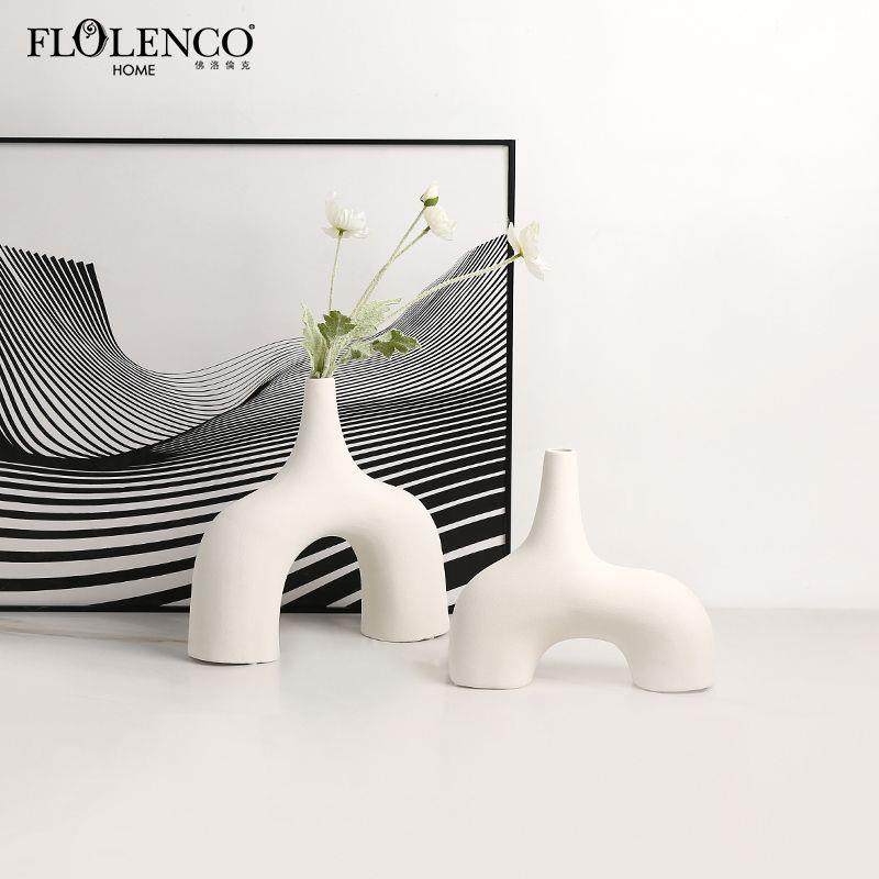欧奶风素尖口陶瓷花瓶北样板房客厅餐桌干花器家色居软装饰XAO油,淘宝优惠券,粉丝福利购,淘宝优惠卷