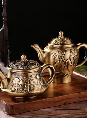 鸳黄铜龙凤小壶客厅茶几喝茶铜创意鸯小茶义壶djz02小铜器茶乌小