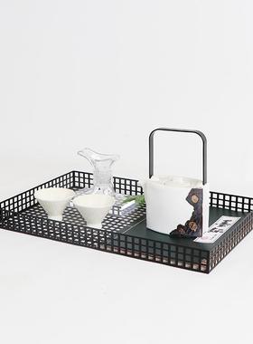 现代关极简金属黑色网ES-A6309格托盘件玄客厅摆茶几茶镂空收纳盘