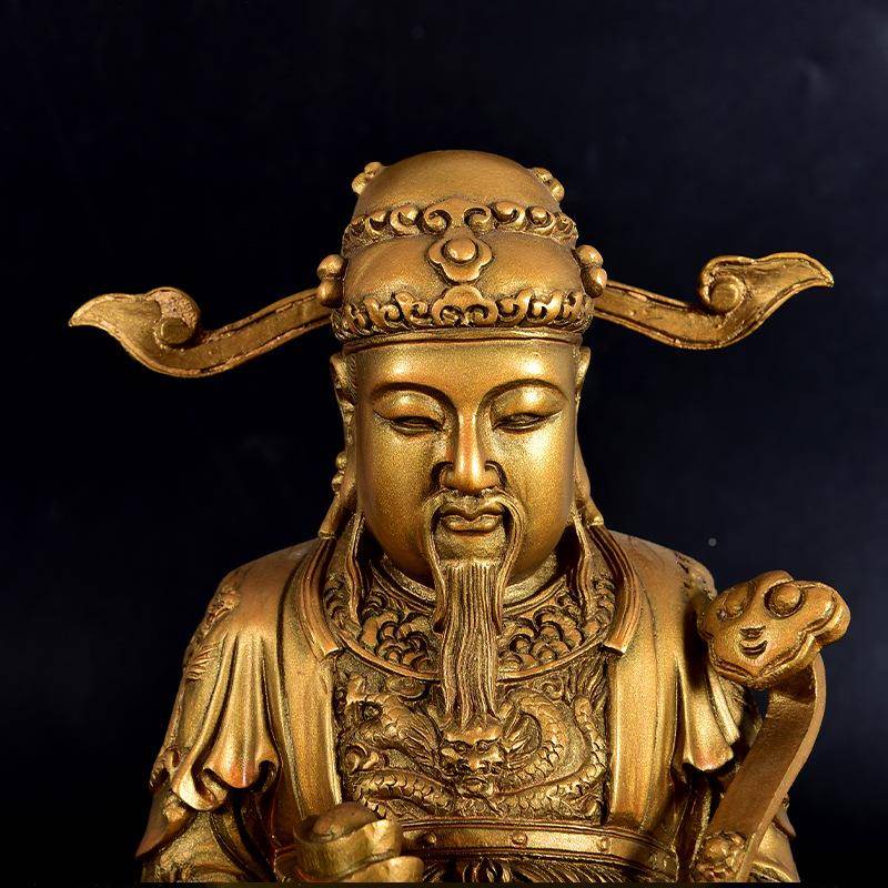 黄铜业财神爷摆文财神宝爷铜像坐财神招财进纳福摆设乔迁开财神礼 - 图0