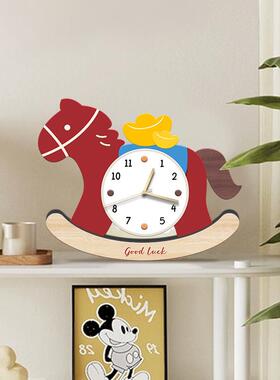 马上有钱摆件玄关招财桌面摆台时钟乔迁新居送礼装饰卧室客厅钟表