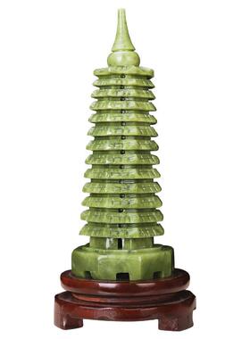 天然三玉石雕刻文塔昌塔玉器层工艺礼品摆绿色文昌饰九十层文昌玉