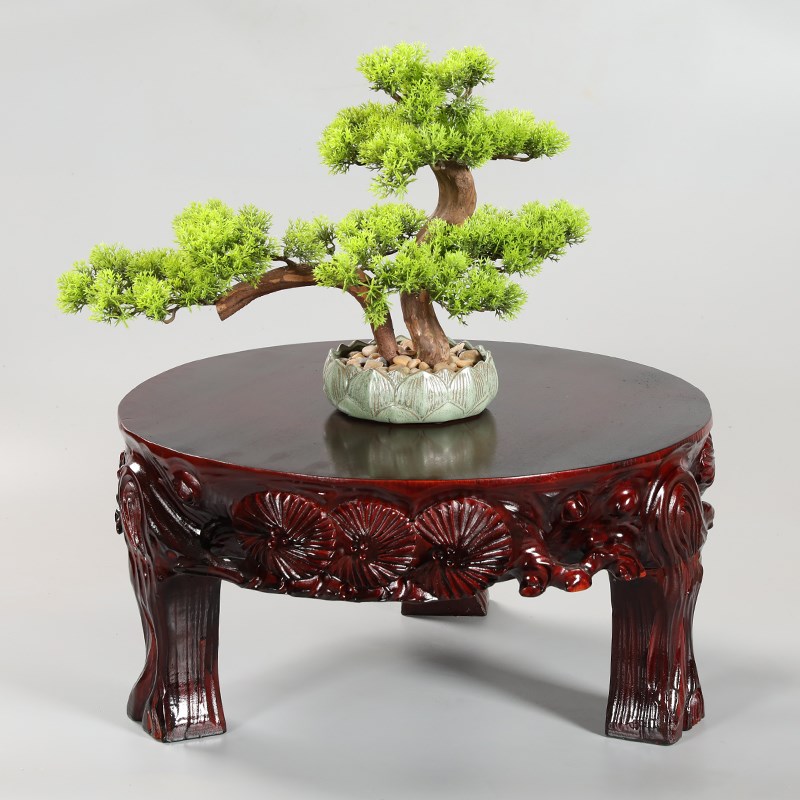 实木圆形加大加高摆件底座奇石头酒缸花瓶泰山石工艺品木托架定制 - 图1