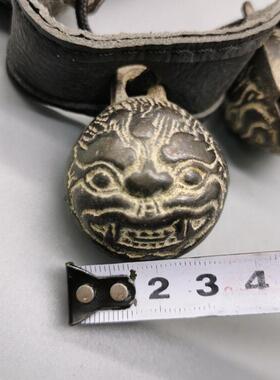 古玩铜铛器收铛藏铜马铃铛挂件AL-62879仿古做旧铜铃铃铛配饰鬼脸