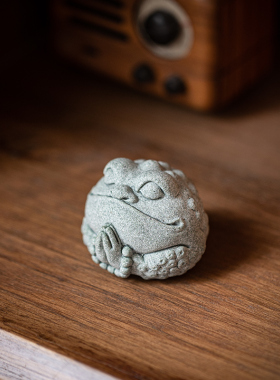 新中式复古风青砂石旺蟾金蟾动物摆件创意居家鱼缸造景桌面装饰品