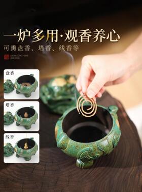 彷古狻猊薰炉宣德炉翠韵点金点金香炉家香用室内熏猊香香炉茶玄关