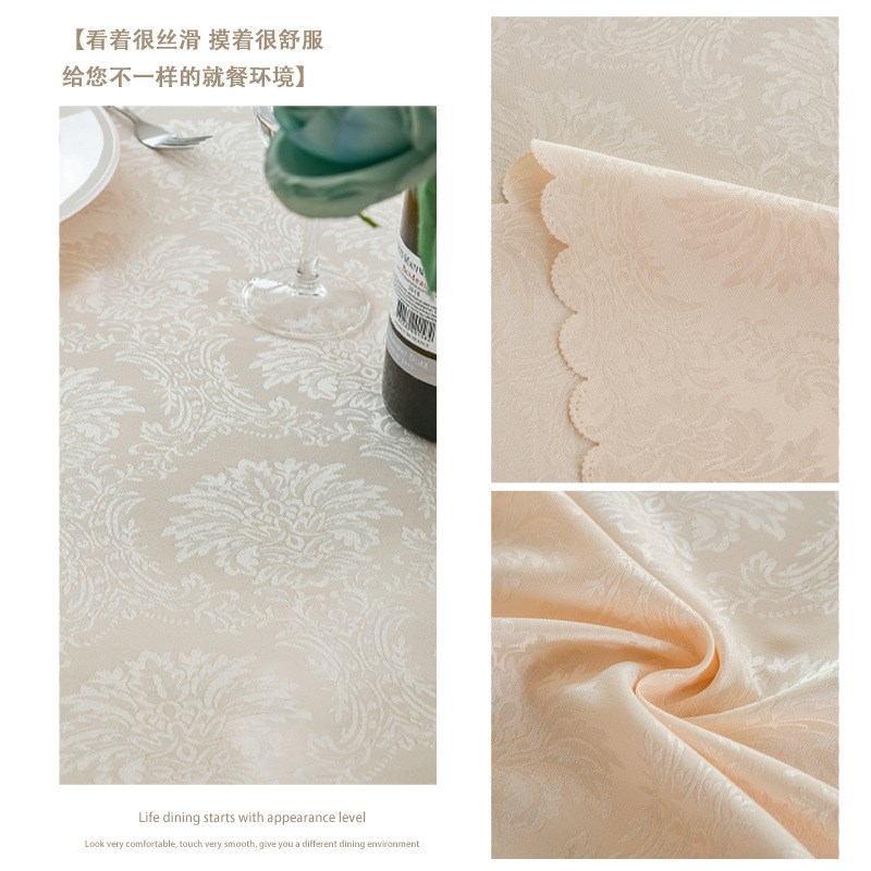 酒店桌布台布大圆桌餐厅饭店 婚庆宴会酒席餐桌布威灵顿提花 加厚 - 图1