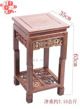 鸡翼木蝙蝠客厅花架方桌红木工艺品装饰品家居饰品实木花桌高底座