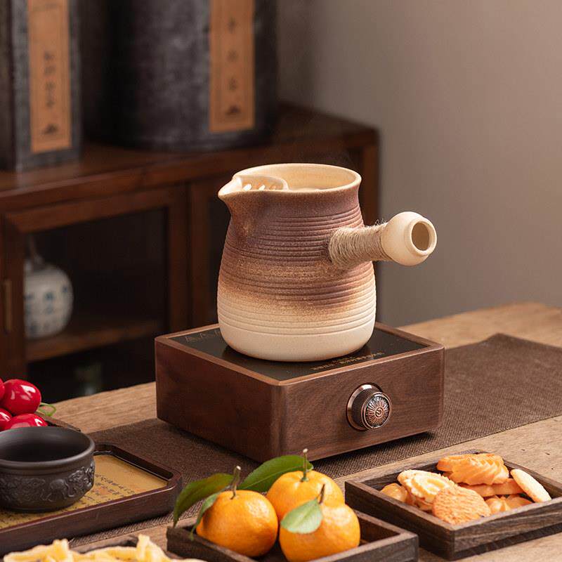 Black crystal stove for making tea around the stove, dry-fired clay teapot, pot, pot, milk tea pot, warm teapot, tea set