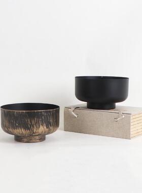 金属铁MC-TY-74艺碗面型花器酒店会所摆样板大堂苔藓餐桌桌收房纳