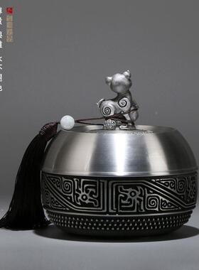 锡密封制罐茶罐商礼品元旦年会礼物锡刻字十务二生肖CH-17101手工