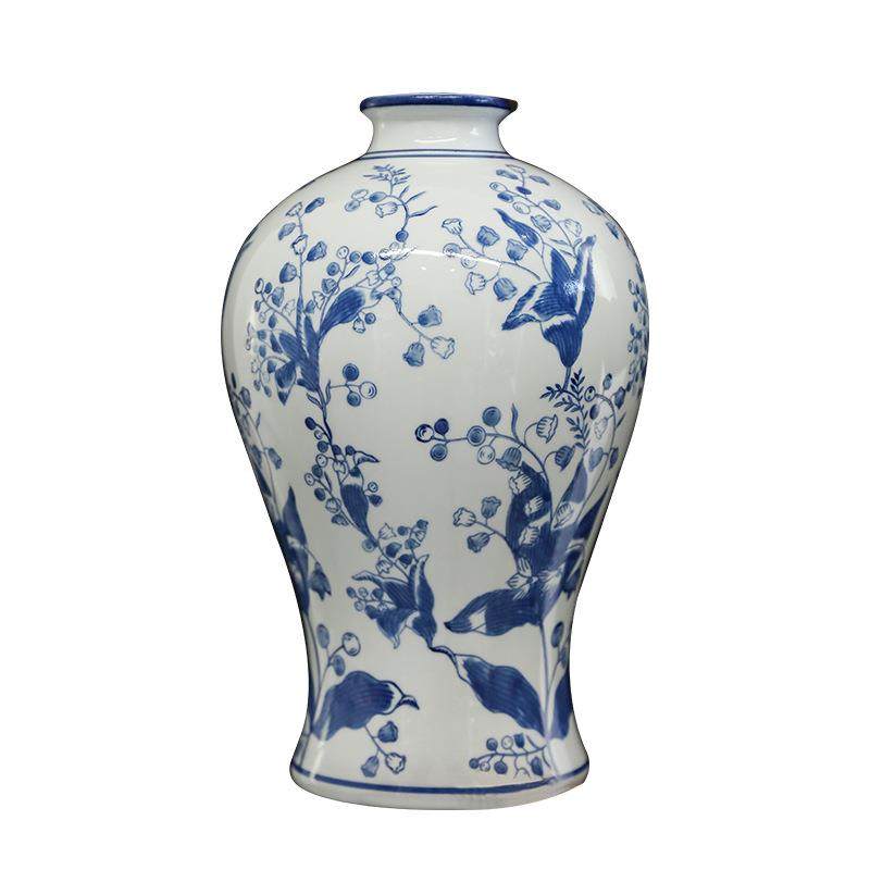 电新梅2024款花瓶QSV青花瓷高级感铃兰瓶客厅玄关陶瓷插花瓶视柜,淘宝优惠券,粉丝福利购,淘宝优惠卷