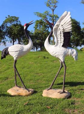 外真仙鹤雕观塑花园景园林假仿山水池白鹤庭院装饰品丹qfy008顶鹤