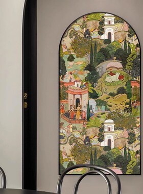 中古风玄关墙面装饰画法式复古过道壁画尽头走廊画拱形客厅画挂画