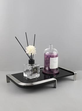 现代托简约方形不锈1483钢镜面关饰盘客厅卧室玄酒店售楼处家居装